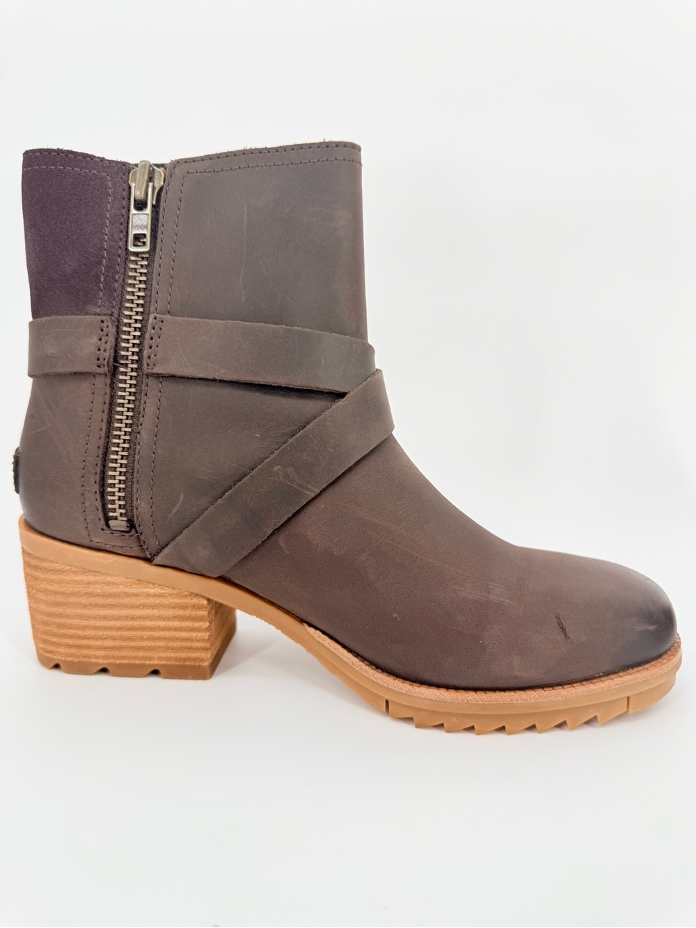 SOREL Cate Buckle Brown Leather Ankle Boots Gorpcore Rustic Moto Granola 8.5 - Picture 10 of 14